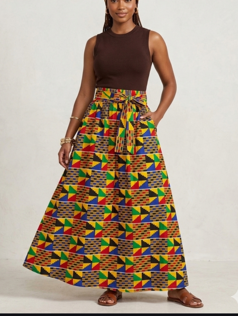 Kara Chic By NF Tribal African maxi Cotton Skirt Feminine Culture 142